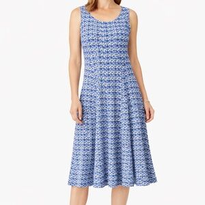 Perceptions Blue and White Midi Dress